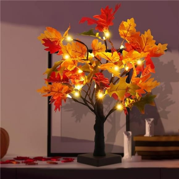 24 LED Fall Lighted Maple Tree Light, Thanksgiving  Table Light - Picture 7 of 7